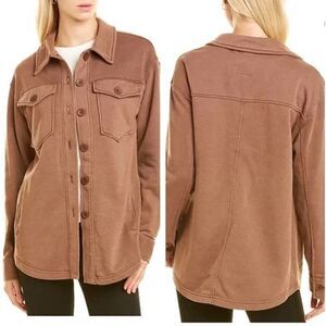 Avec Les Filles oversized Shacket sweatshirt jacket Chocolate Brown womens small